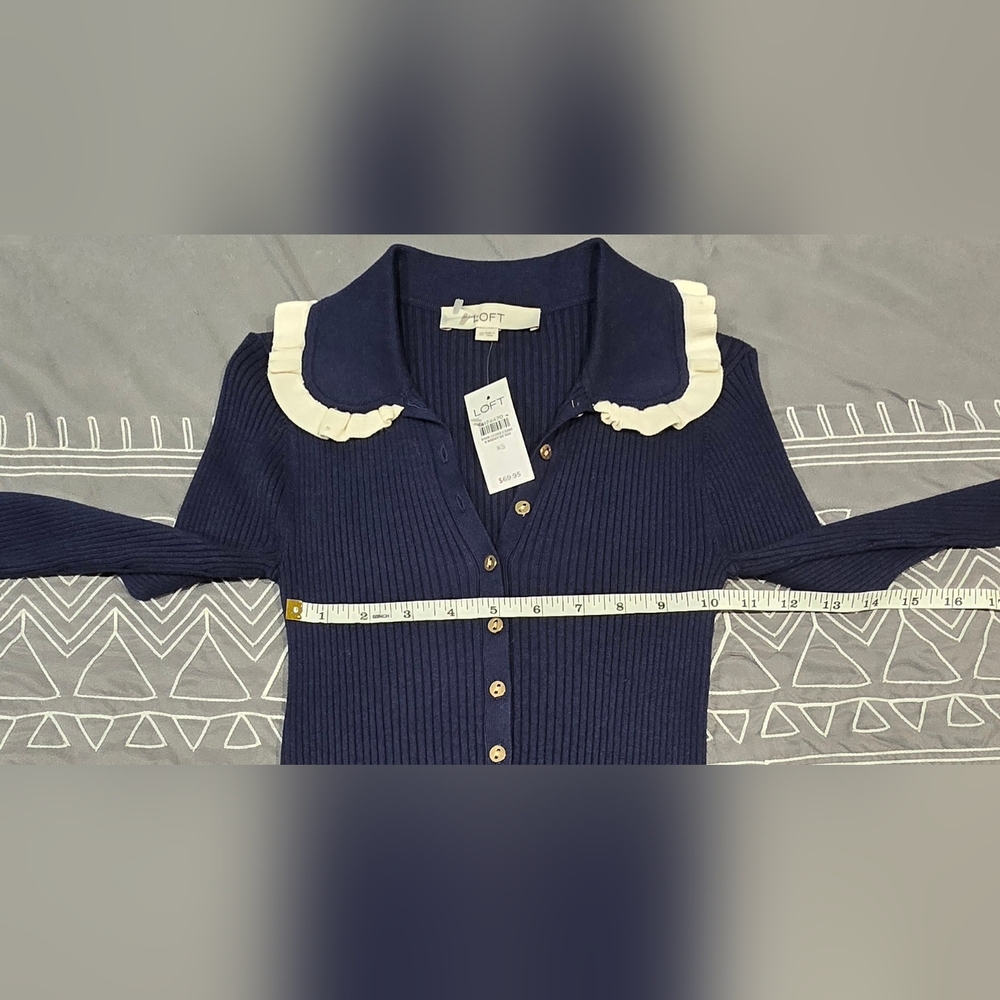 Loft Ribbed Longsleeve Blouse Size XS - Picture 5 of 7